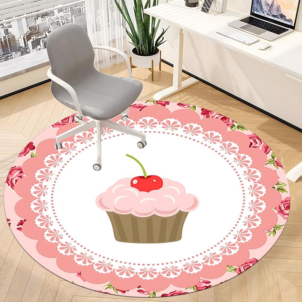 1 Stück Stuhlteppich mit Cupcake-Print für das Büro, weiche Flanell-Wurfmatte, perfekt für Büro, Feiertagsparty-Dekoration Wahl yy251113047