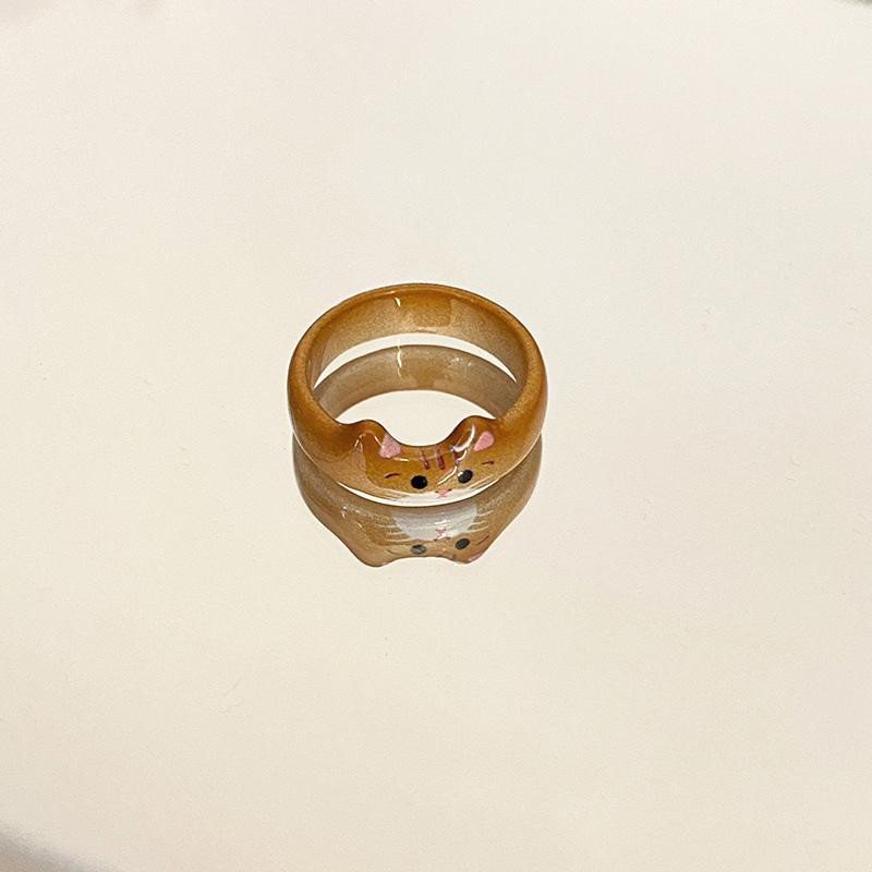 Fashionable Creative Cute Cat Drop Glaze Women'S Ring Valentine'S Day Year Gift
