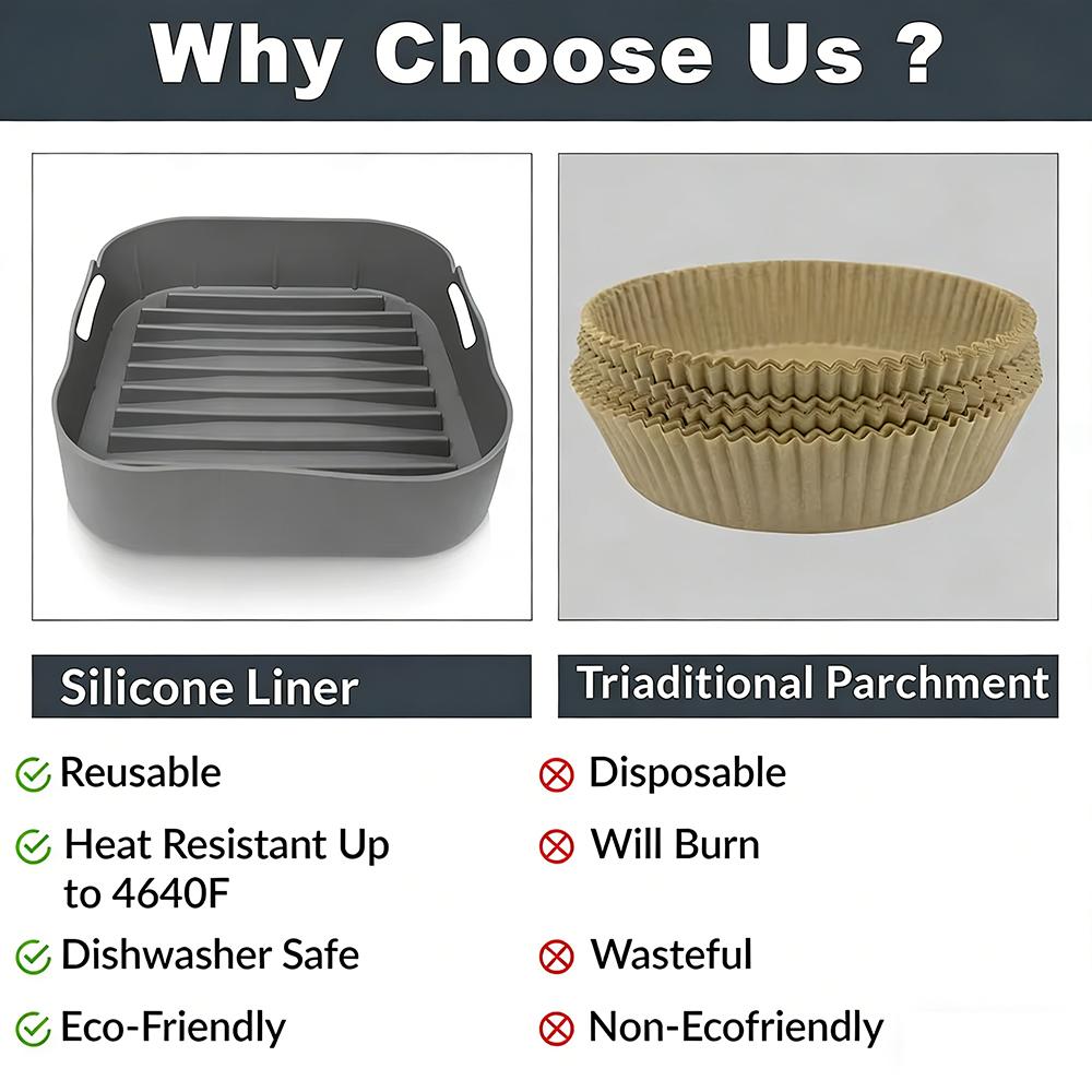 1pc Air Fryer Silicone Tray Oven Baking Basket Reusable Liner Insert Dish Fried Chicken for Airfryers Accessories Air Fryer