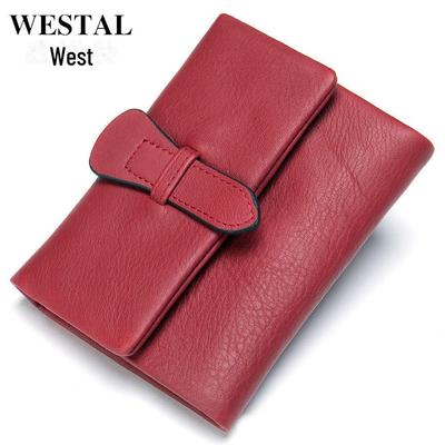 WESTAL Genuine Leather Short Wallet for Ladies - First Layer Cowhide