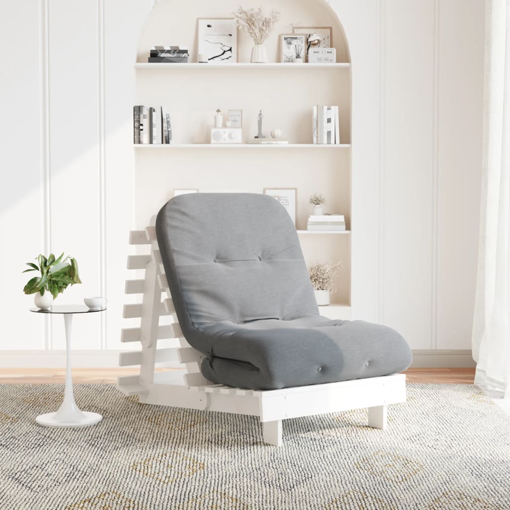 Vidaxl Foldable Futon Sofa, With Mattress, White, 70X206X11 Cm