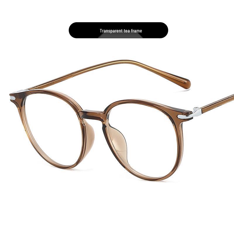 Korean Style TR90 Round Anti-Blue Light Glasses - Lightweight Retro Frame, Prescription-Compatible