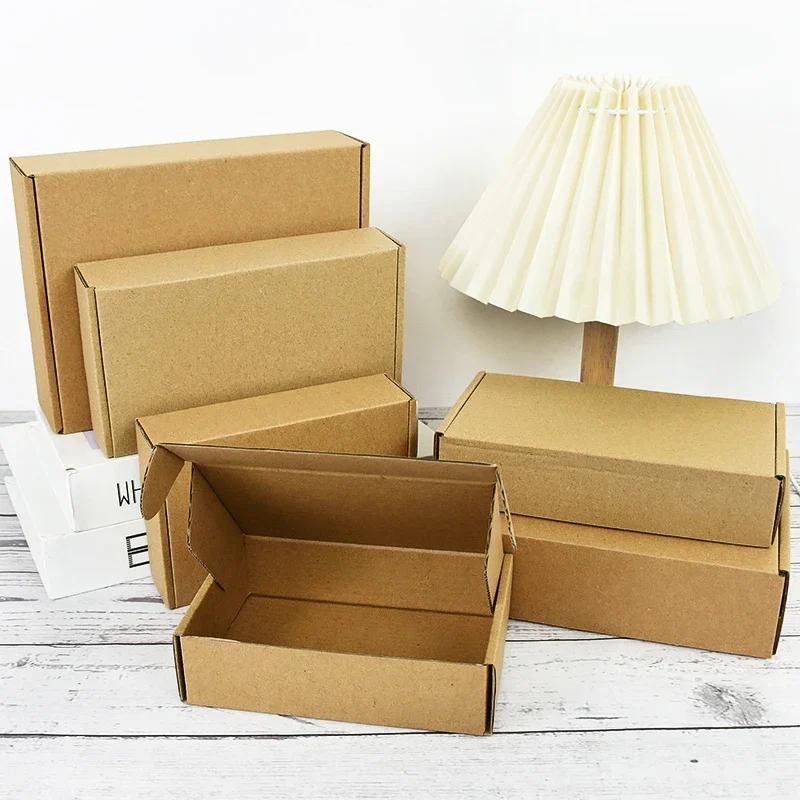 5Pcs Multi Size Brown Kraft Paper Gift Box Christmas Cookies Candy Packaging Box Wedding Gifts For Guest Handmade Soap Wrapping