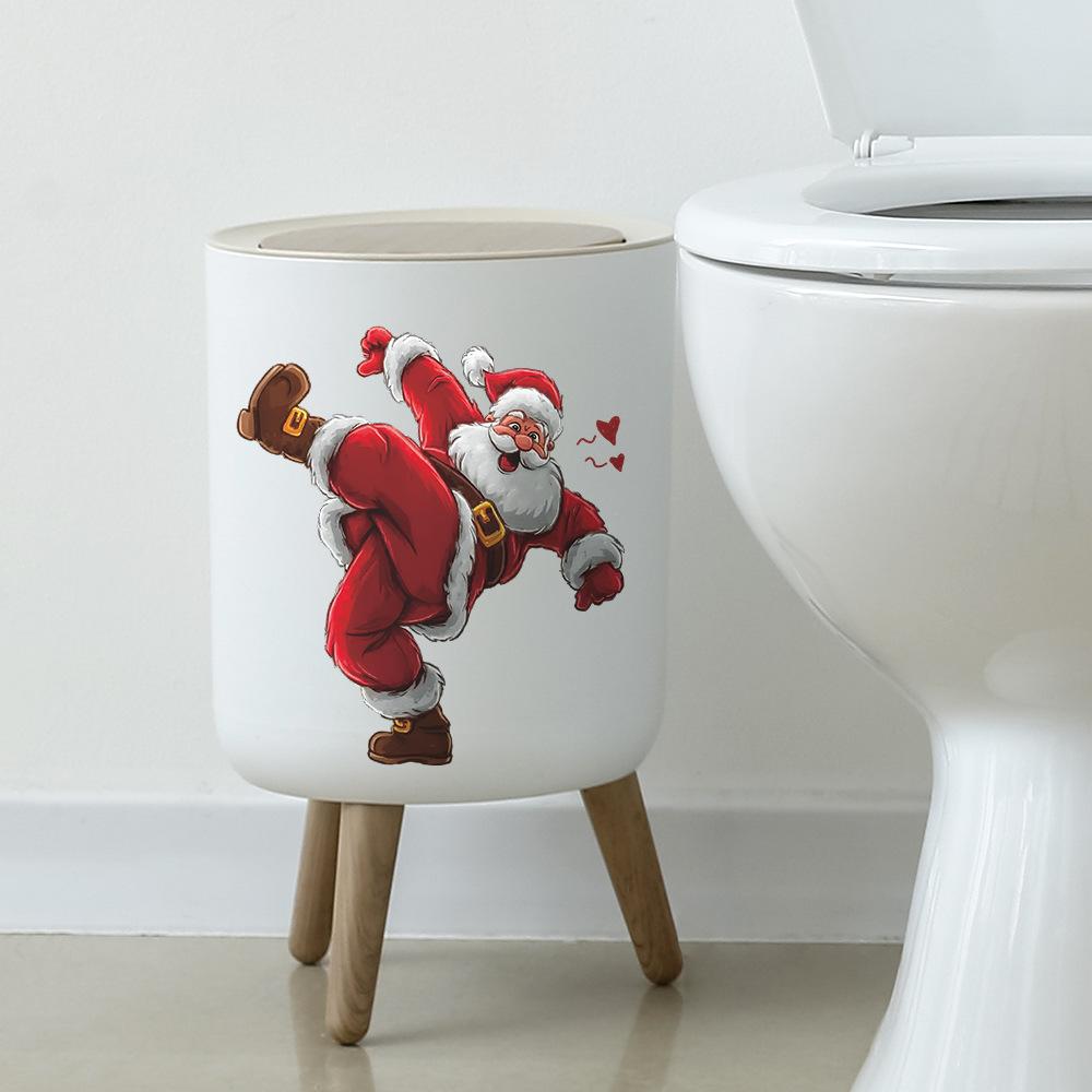 Creative and Funny Santa Claus Bathroom Toilet Home Beautification Wall Stickers