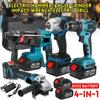 4 In 1 Electric Tool Set Electric Impact Wrench/13mm Electric Drill/Rotary Hammer/125mm Angle Grinder For Makita 18V Battery