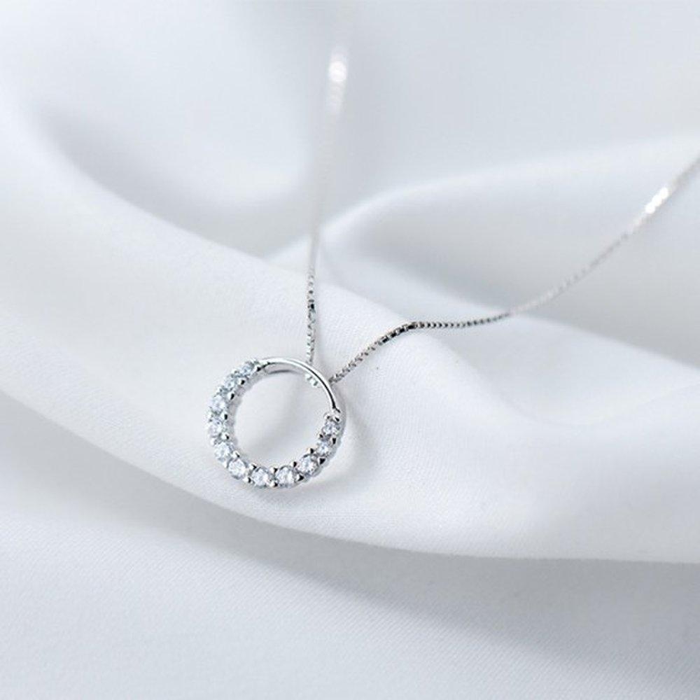 Hermosa:J N025 Silver 925 Silver Necklace Silver Necklace Cubic Zirconia Necklace Daily Necklace