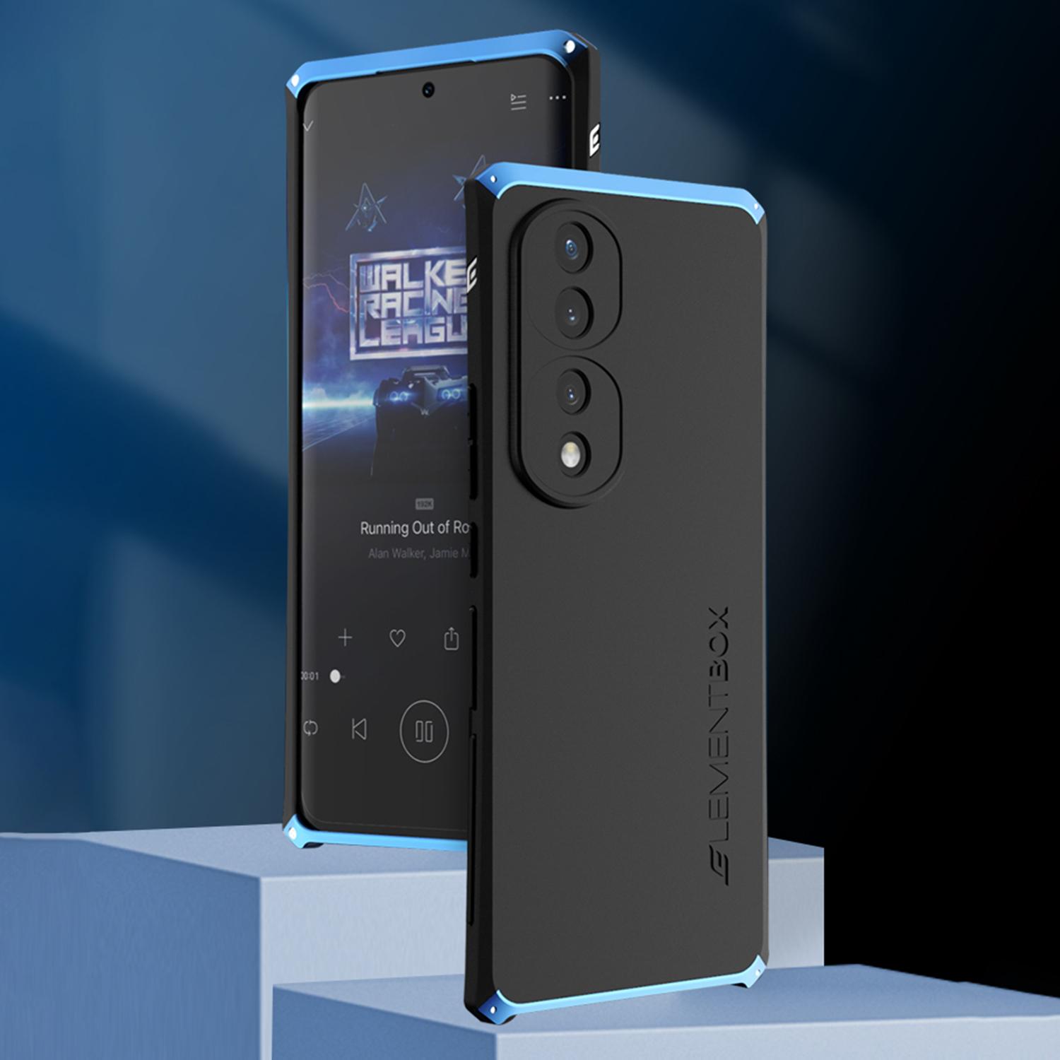 

ELEMENT BOX For Honor 70 5G Hard PC Back Metal Frame Hybrid Case 3-Piece Design Anti-drop Phone Cover Red/Gold