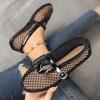 Plus Size Women Round Toe Fishnet Hollow Out Flat Sandals, New Spring Summer European Style Breathable Casual Sandals