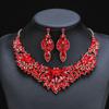 Exquisite Leaves Green Crystal Jewelry Sets For Women Wedding Party Jewelry Accessories Stud Earrings & Necklace Set Gift