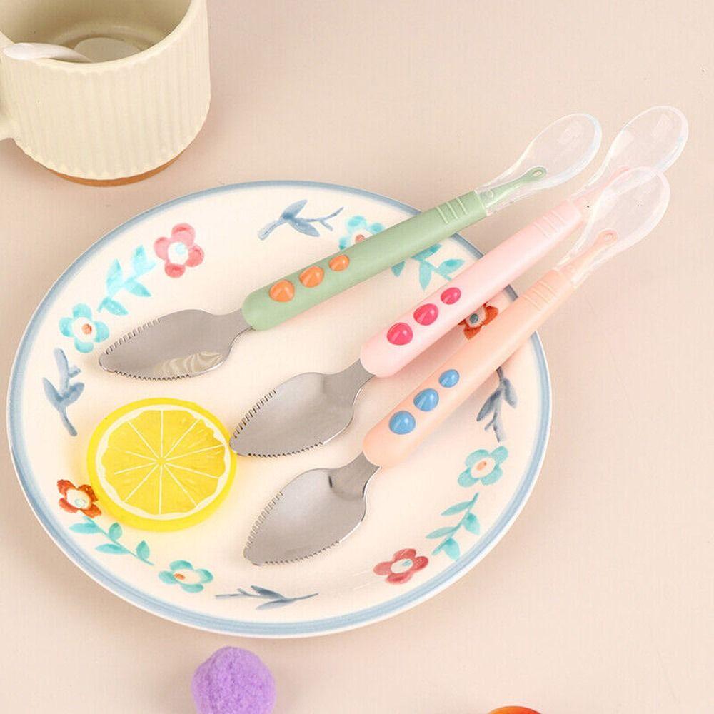 Double-Ended Complementary Food Spoon Silicone Feeding Spoon Durable Fruit Scraper Spoon