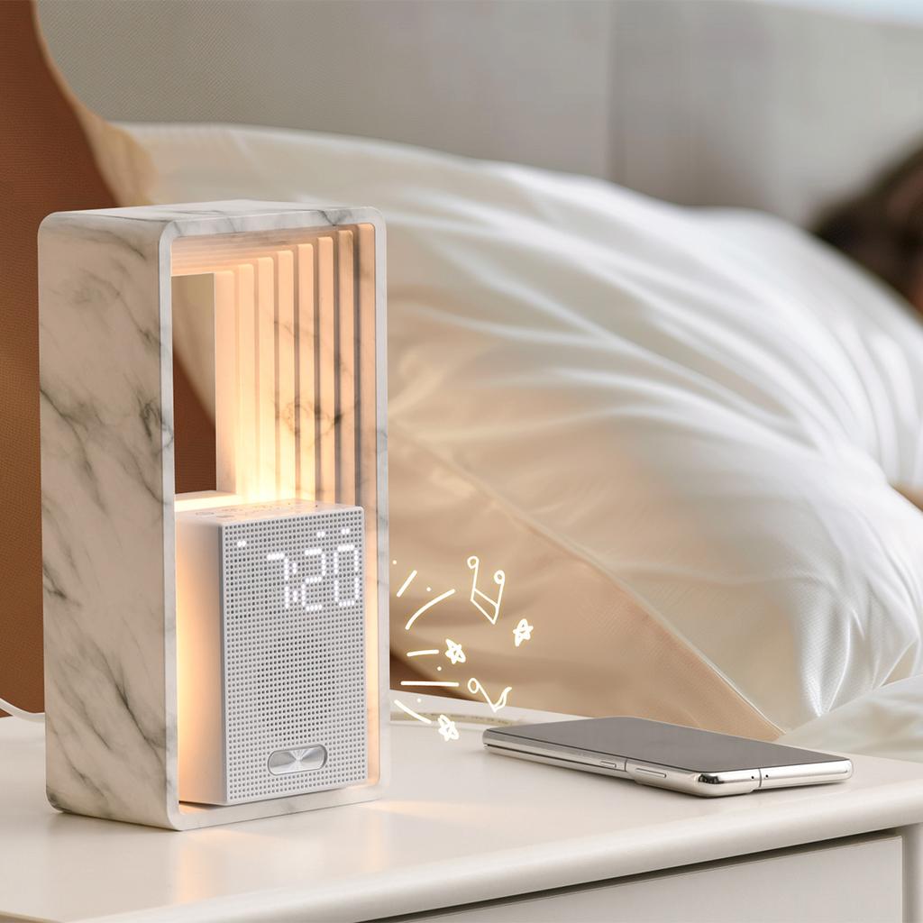 New Desk Lamp Touch Dimming Natural Sound White Noise Creative Clock Alarm Clock Bedside Night Light