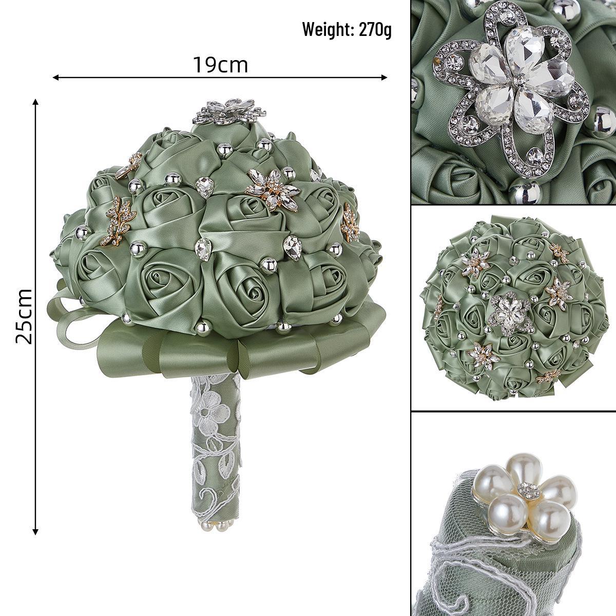 Luxury Rhinestone Satin Rose Bridal Bouquet