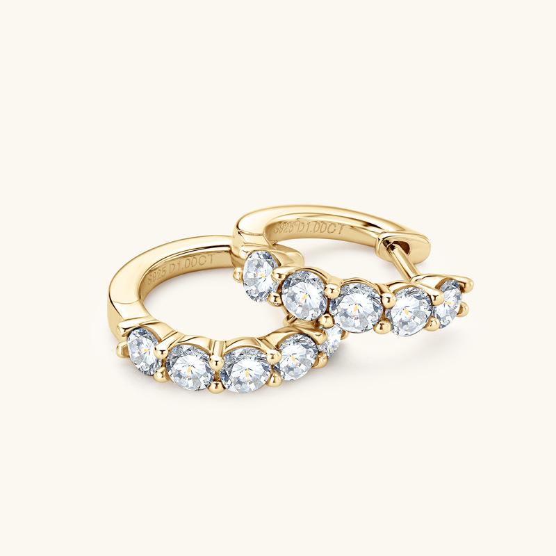 Korean Moissanite Sterling Silver Luxury Earrings & Hoops