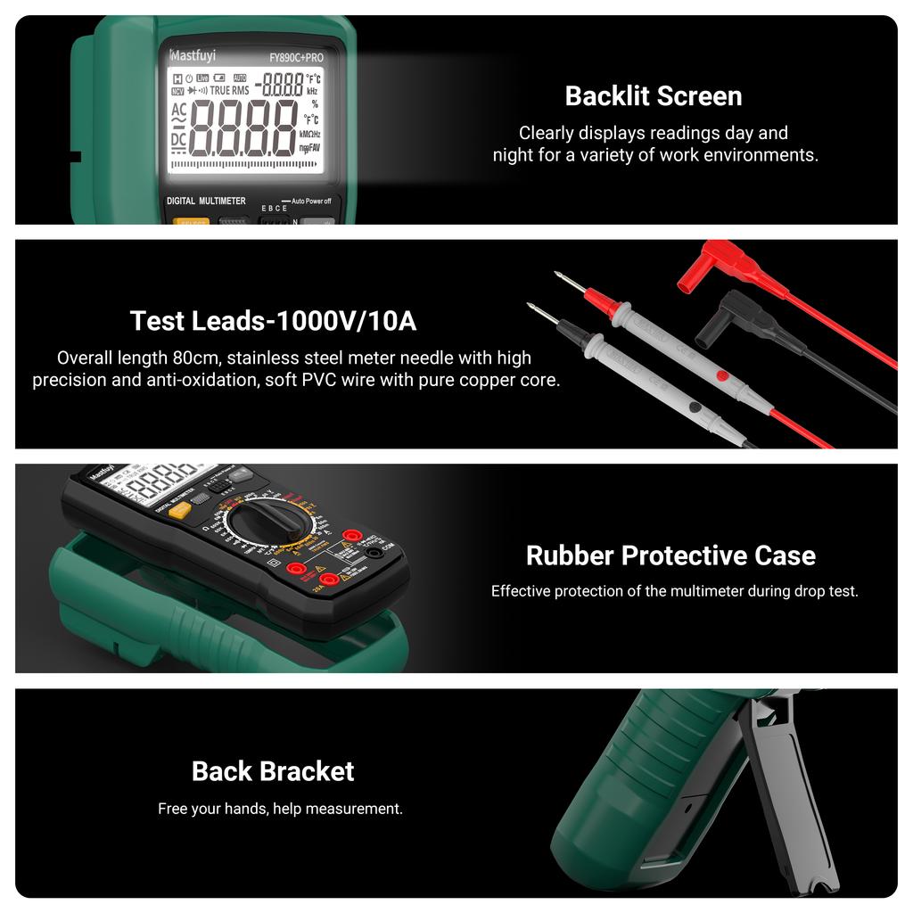 Professional 2000V 20A Extra-Large Range Digital Multimeter Photovoltaic Multimeter True RMS Multifunctional All-in-One Machine High-precision Tester