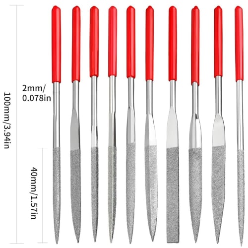 Diamantfeilensatz 10-teilig, 3*140mm, Metallstabfeile, Präzisionsfeile zum Entgraten und Polieren, für Metall, Holz und Eisenarbeiten