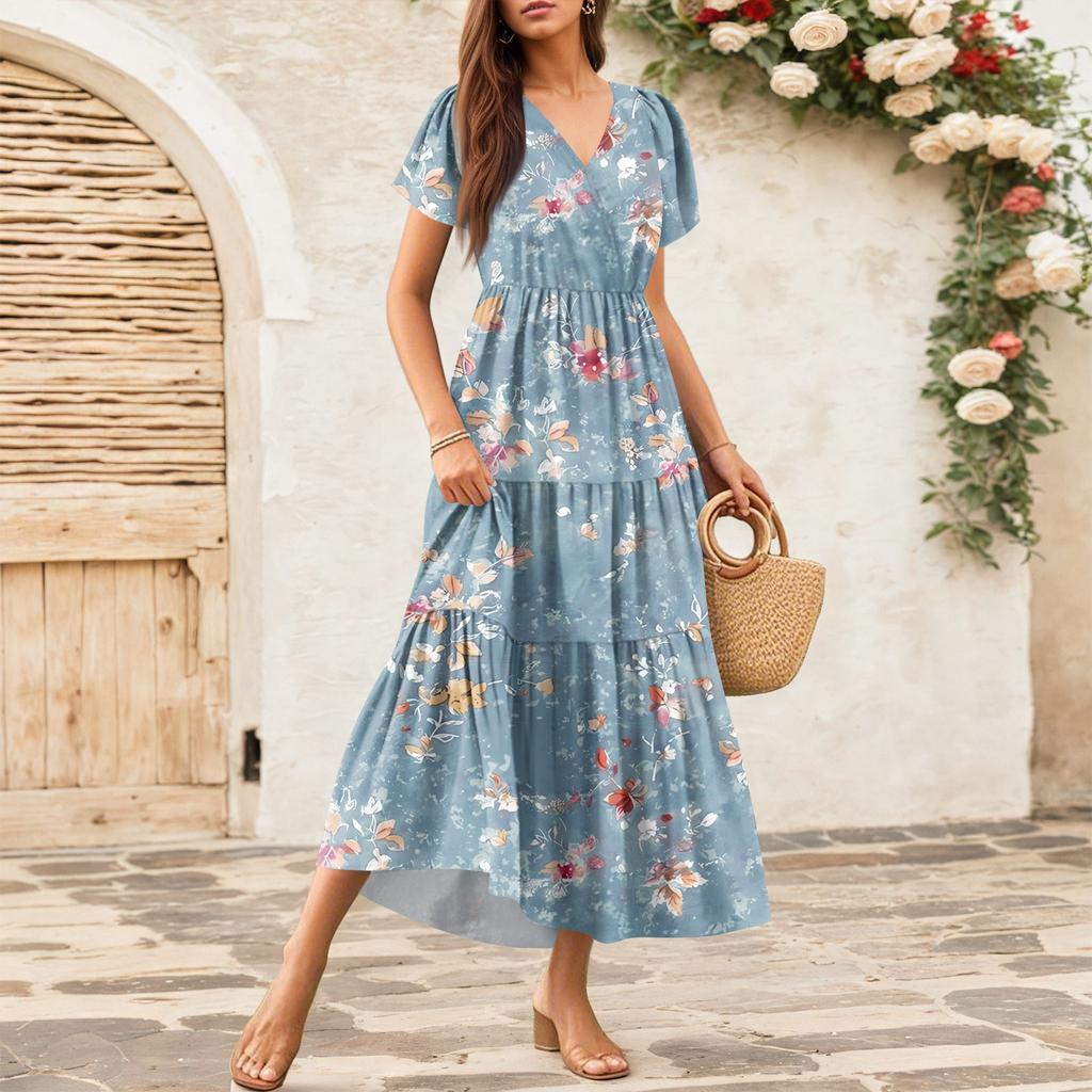 Women's Flowy Dresses Women's Summer Dresses Casual Short Sleeve Maxi Dresses Formal Maxi Dresses