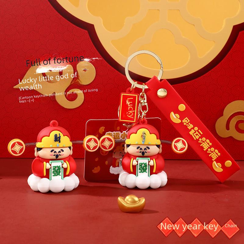 Pvc Zinc Alloy Lucky Fortune God Keychain Charming Cartoon Doll Gift For Kids