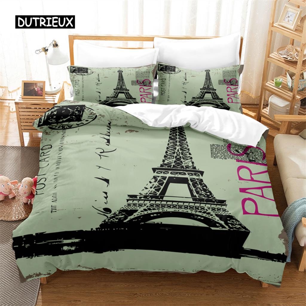 Eiffel Tower Bedding Set Duvet Cover Set 3d Bedding Digital Printing Bed Linen Queen Size Bedding Set Fashion Design