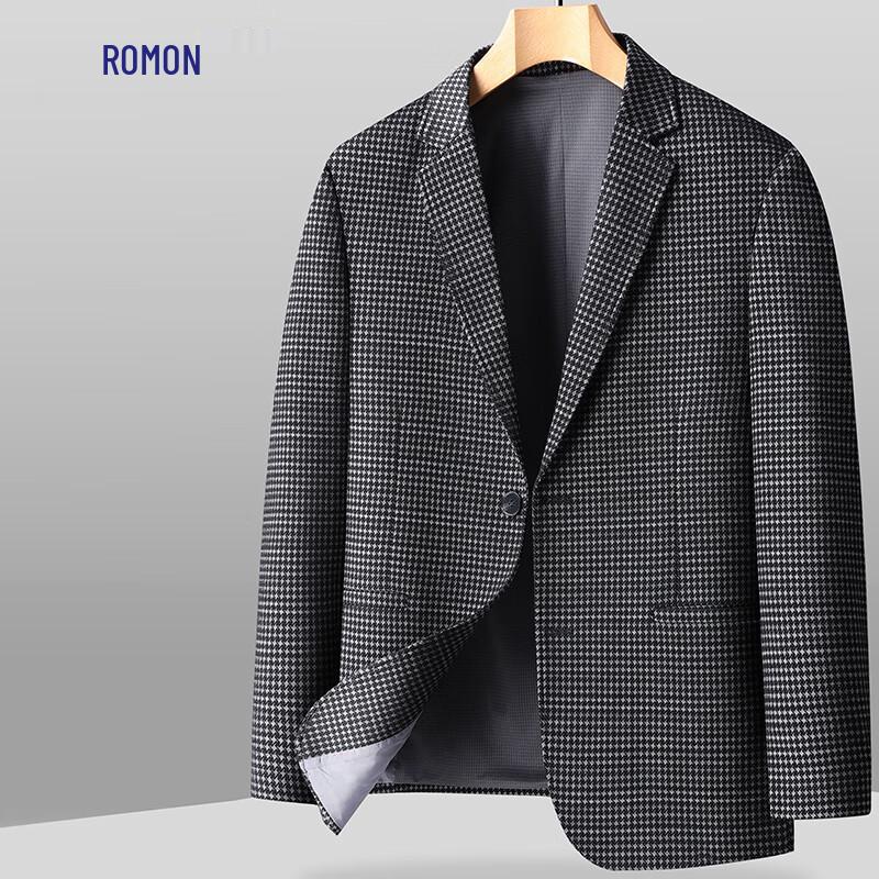 Romon Men s Slim Fit Plaid Business Casual Suit Jacket XXXXL