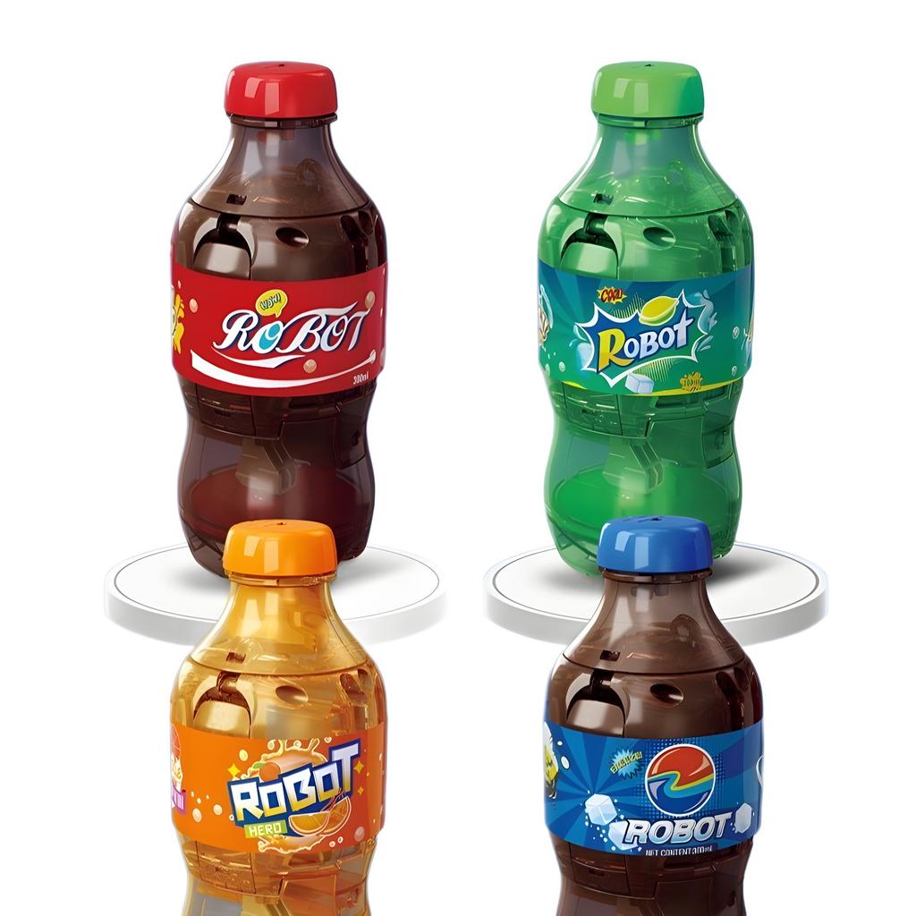 Yeni Sıcak Soda Dönüşen Robot Dönüşüm Modeli Kola Portakal Suyu Çocuk Oyuncak Erkek Montajlı Model