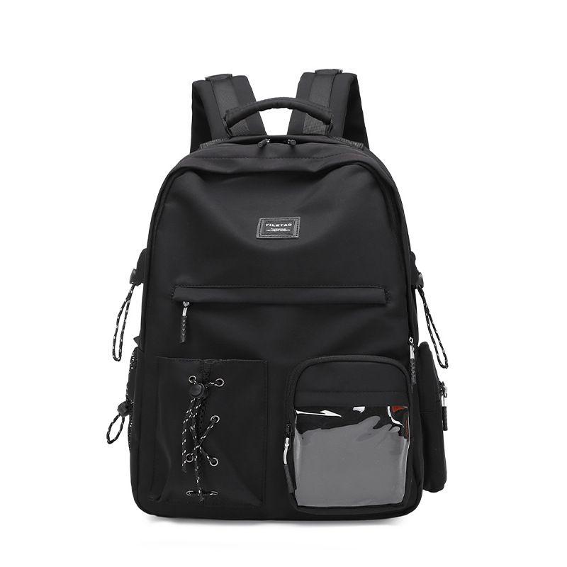 

2025 New Fashion Brand Student Schoolbag Backpack Computer Backpack Large Capacity High School Student College Student Ins Travel Black