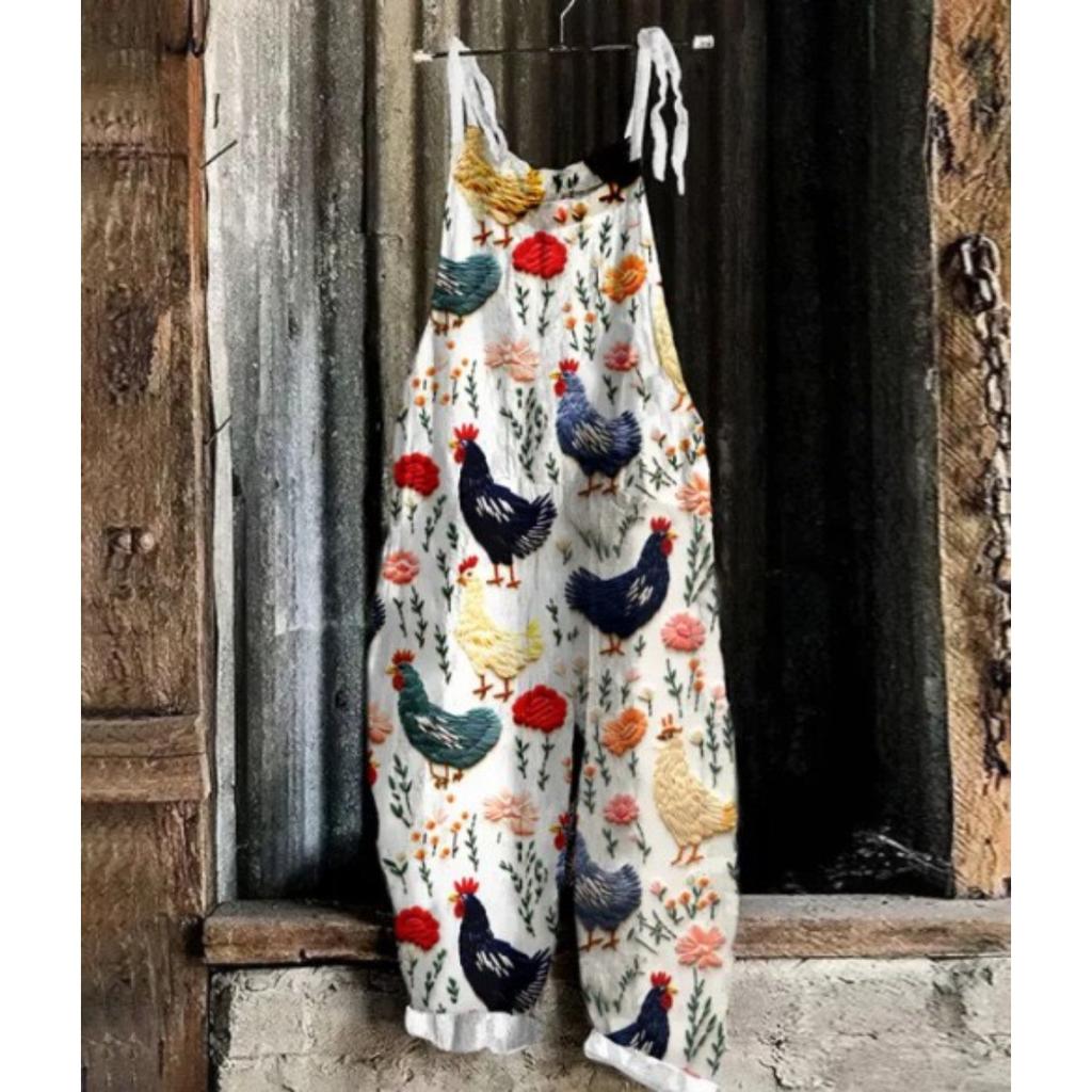 VIONA Heiße Damen Sommer Mode Einteiler Latzhose Einfach Bequem Haus Weite Hosen 3D Hahn Gedruckte Arbeitshosen