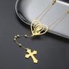 Virgin Mary Heart Pendant Necklace Stainless Steel Praying Mary Rosary Cross Christian Religious Amulet Catholic Jewelry Gifts