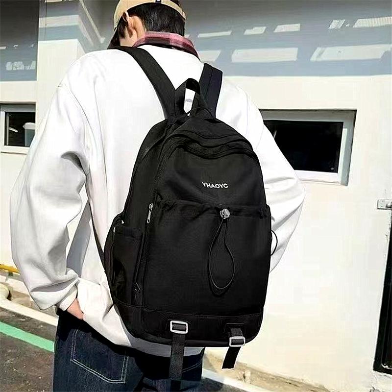 

Simple and versatile backpack for female junior high school students college students schoolbag large capacity computer travel b чёрный