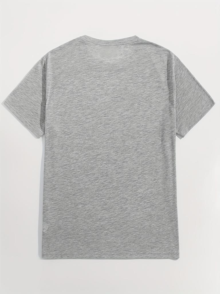 Plus Size Casual T-shirt, Women's Plus Tropical Letter Print Short Sleeve Round Neck Medium Stretch T-shirt