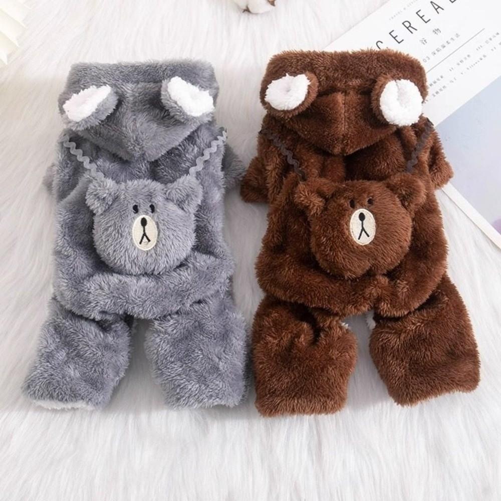Fleece Lined Warm Dog Outfits Hooded Pet Clothes Soft Four Legged Dog Clothes Autumn Winter