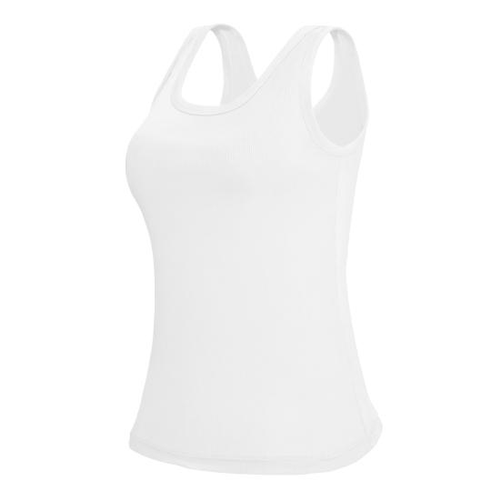 

Yoga Vest Super Soft Stretch Fabric Built-in Bra Camisole Square Neck Sleeveless Slim Fit Layering Tops Activewear M білий