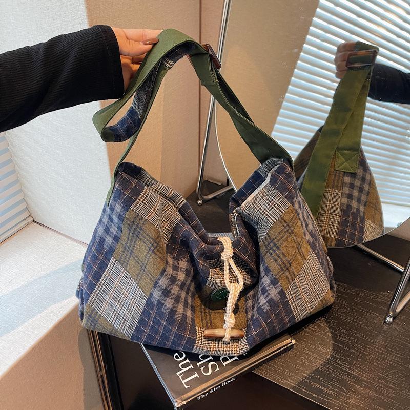 

Осенне-зимняя ретро-клетка тоут: Легкая, Универсальная, Вместительная Женская Сумка Кроссбоди синий