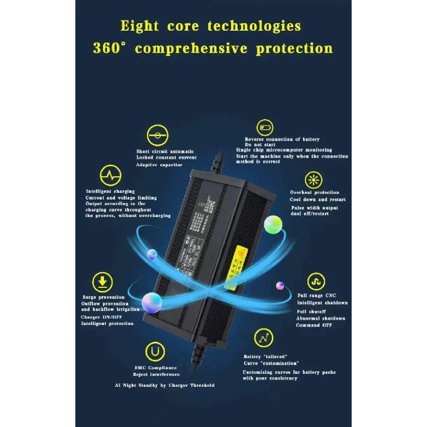 48V 60V 72V 5A 8A 10A 12A 15A 20A Lithium ion Charger 13S 16S 20S 54.6V 67.2V 84V High-power Intelligent &Display Metal Shell