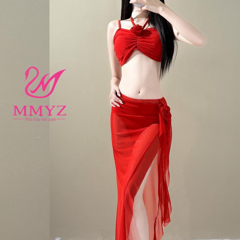 [Hot Rose] 2025 Trendy Red Split Bikini for Women - Celebrity Style Holiday Swimwear