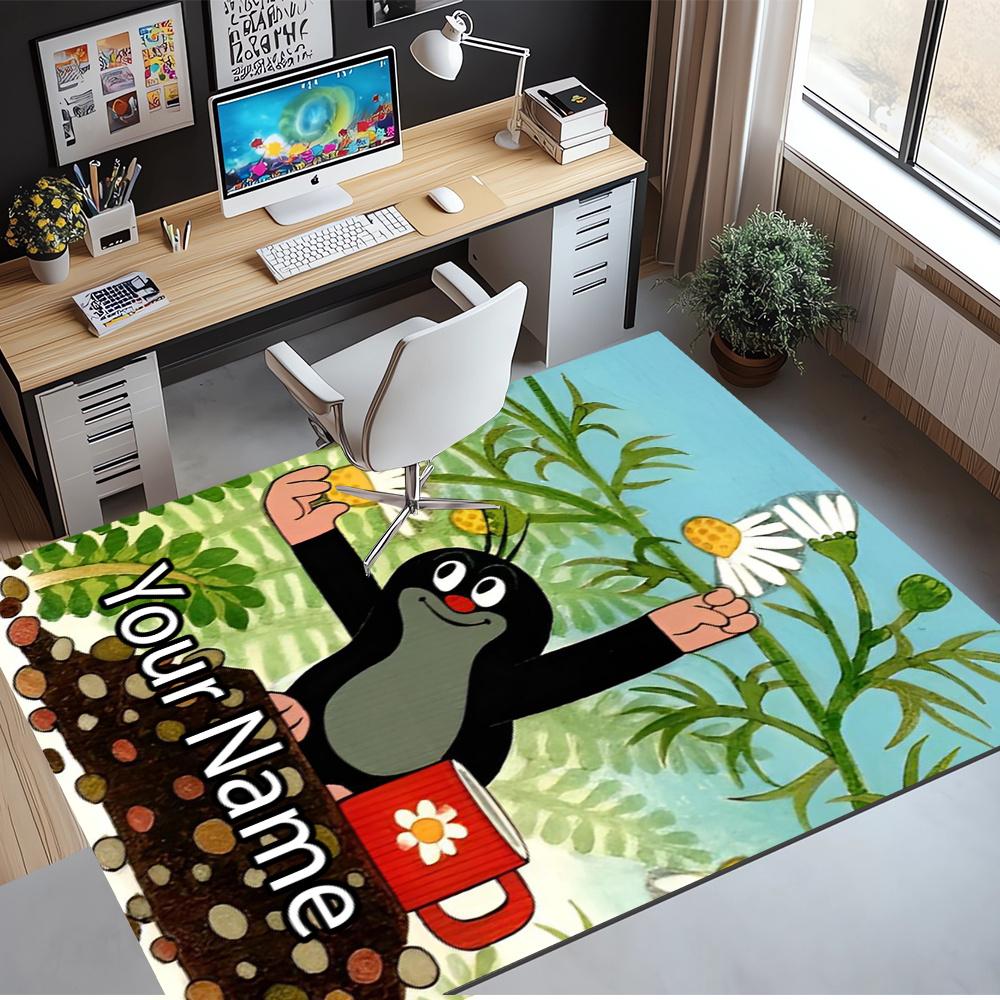 Custom Name Krtek Printed Carpet, Rug for Office Chair Living Room Bedroom Kitchen Room Decor Gifts.