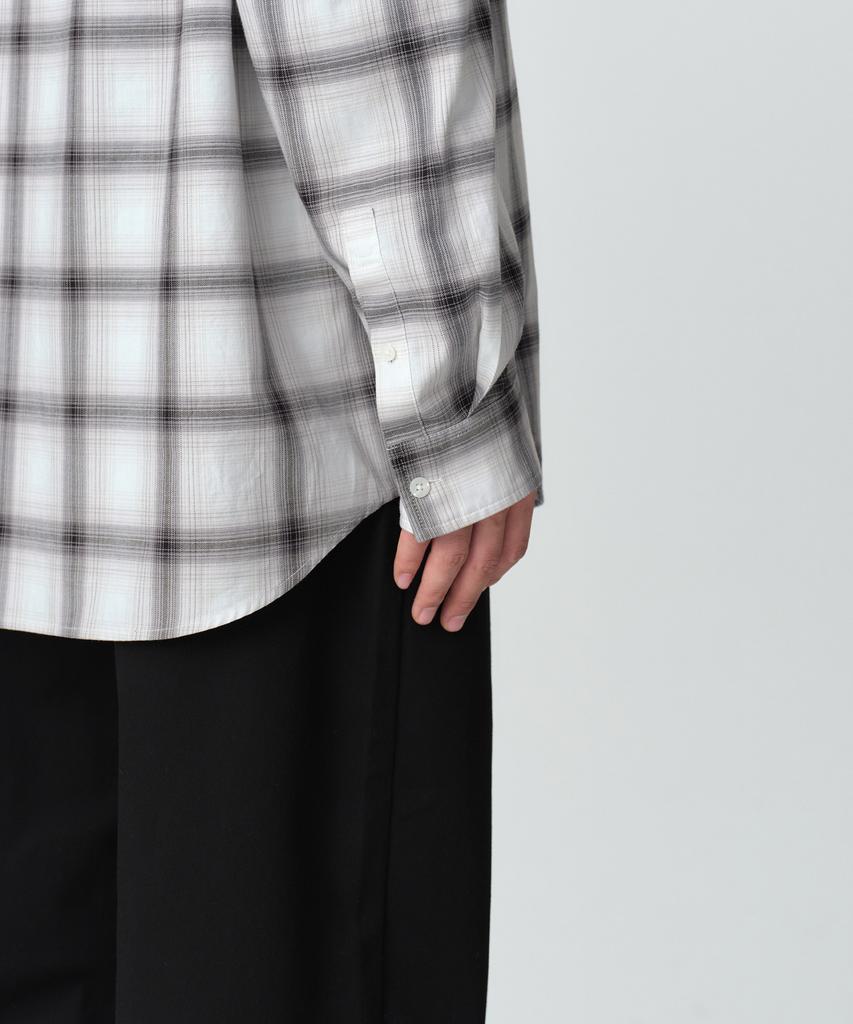 Musinsa Standard Oversized Ombre Check Hooded Shirt [White/Black]