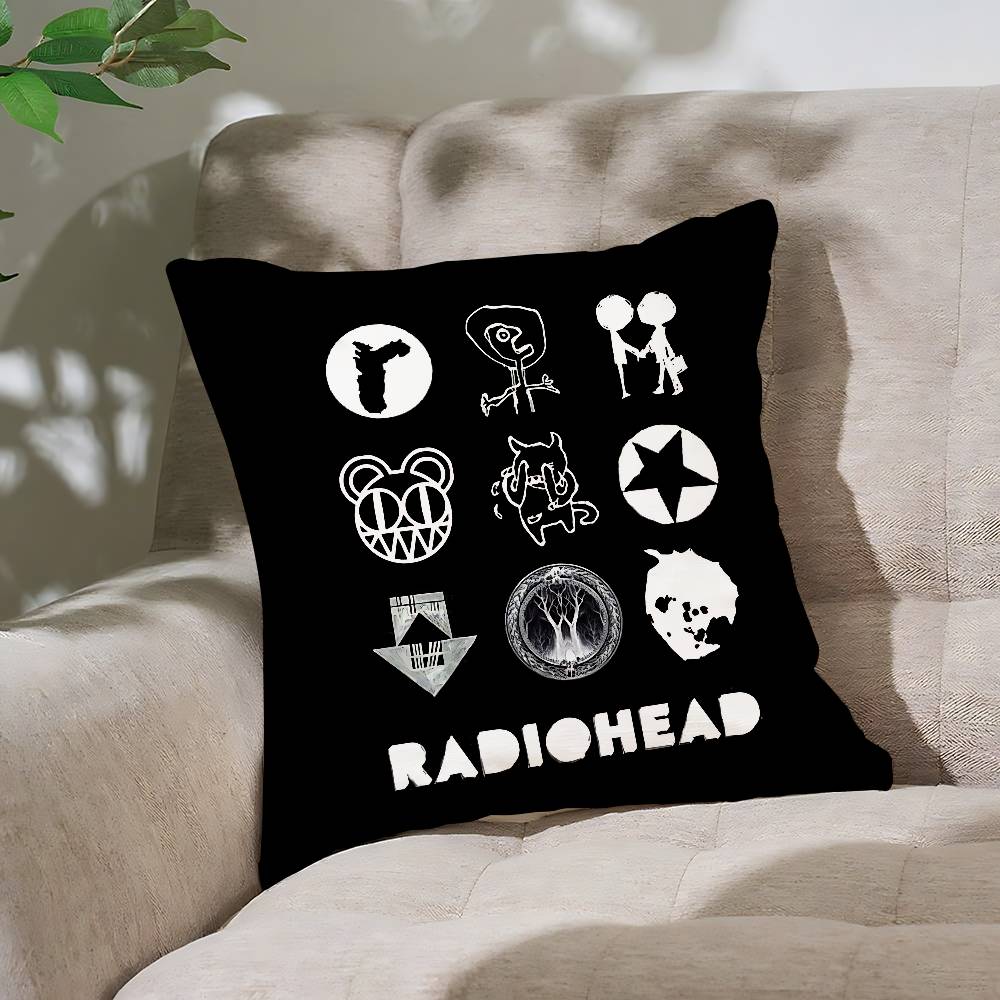 

R-Radiohead Rock Band Pillow Case Throw Pillow Cover Nordic Vintage Style Cushion Covers Home Living Room Sofa Couch Seat Decor 40cmx40cm