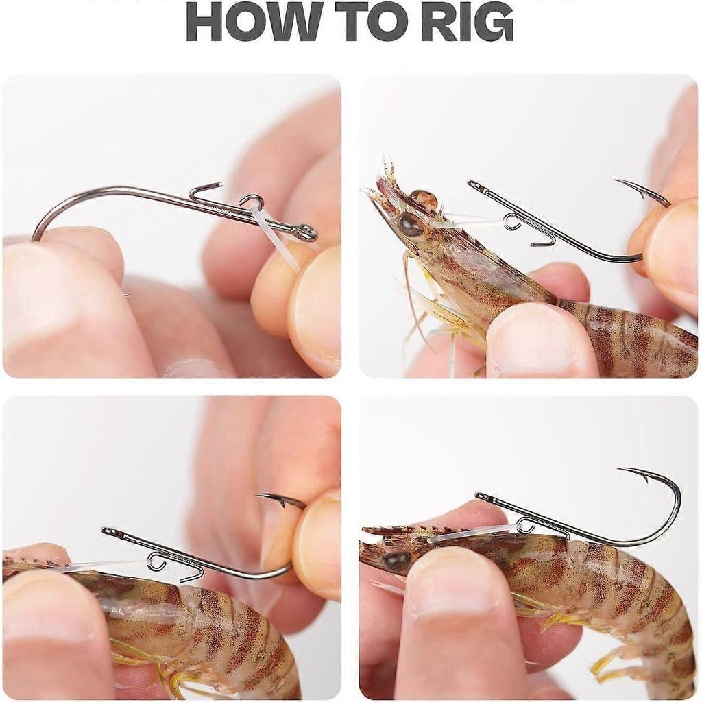 30-Pack Live Shrimp Fishing Hooks Zero Harm, Wide Gap Hooks with S/M/L Silicone