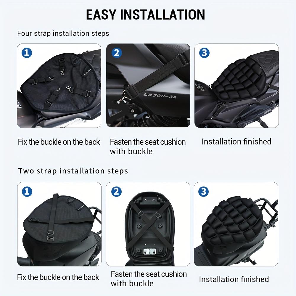 3D Motorcycle Air Cushion, Pressure-Relieving Shock-Absorbing Breathable Motorcycle Seat Cover, Portable And Foldable with Deflation Feature, Designed