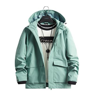 Frühlings- und Herbst-Freizeit-Herrenjacke Modetrend Locker Übergröße Sportliche Herrenjacke mit abnehmbarer Kapuze