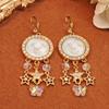 [Pair of Angelic Earrings] Vintage-Inspired Angelic Earrings with Sparkling Rhinestones, Star & Heart Charms - Zinc Alloy, Perfect for Women's Date Ni