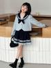 Girls' College Style JK Suit - Spring/Autumn 2025 Back-to-School Two-Piece Set (Shirt & Skirt)