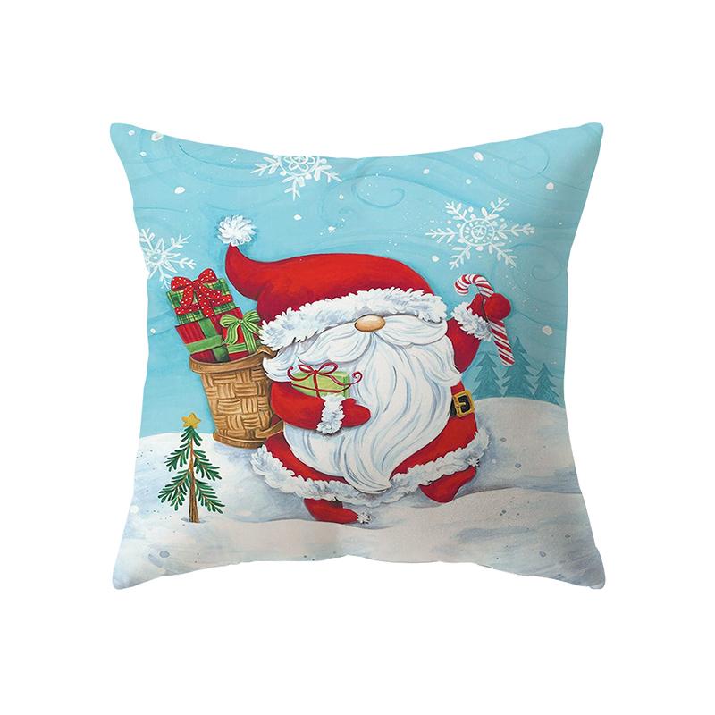 Cute Santa Claus Christmas Decoration Printed Pattern Cushion Cover Home Living Room Sofa Decorative Pillow Pillow Cover