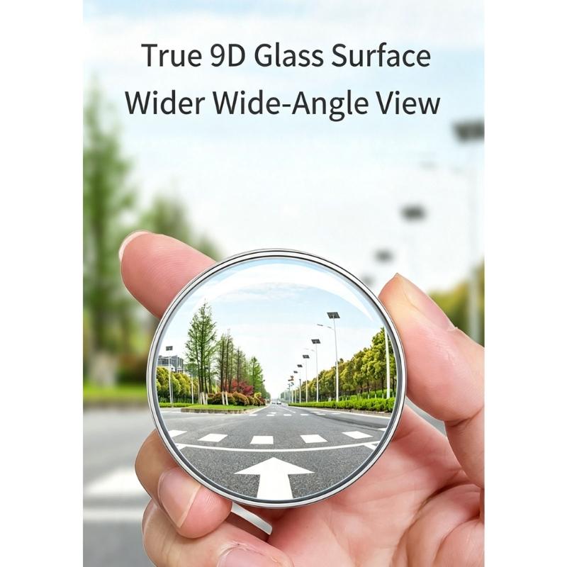 Round Side Mirror Blind Area Mirror Pair, 360 Adjustable Suction Cup Add-On for Rearview Parking and Curbside Checks, Easy To Install