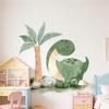 Cute Dinosaur Wall Sticker Cartoon Dino Tropical Palm Tree Wall Decals Peel And Stick Dino Wall Art for Kids Boys Nursery Bedroom Playroom Classroom