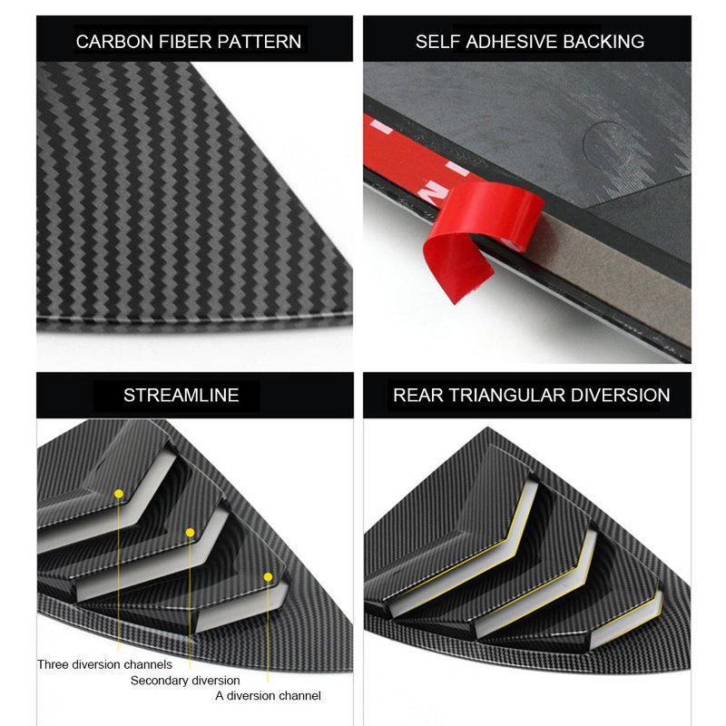 2pcs Car Rear Window Shutter Cover Trim Window Louver Side Vent Trim For Tesla Model 3 Model Y 2017-  Accessories