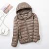 Womens Short Lightweight Down Jacket White Duck Warm Slim Fit Hooded Coat Casual Style
