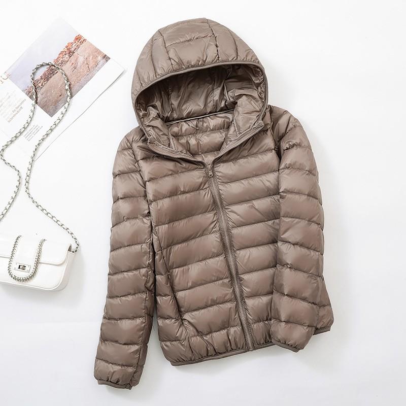 Womens Short Lightweight Down Jacket White Duck Warm Slim Fit Hooded Coat Casual Style