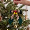Pine Needle Decor Bow Bell Pendant Pine Cone Accent Christmas Bow Hanger  Home Party Decor