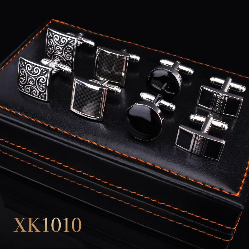 Čtyřdílná dárková sada: Manžetové knoflíčky a spona na kravatu Zlatá Stříbrná Manžetové knoflíčky Knoflíčky do rukávů Spona na kravatu Francouzská košile